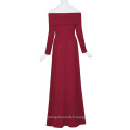 Kate Kasin Sexy Womens Maternité Long Sleeve Off Shoulder Robe Long Maxi Robe Maternité Rouge Vin KK000677-1